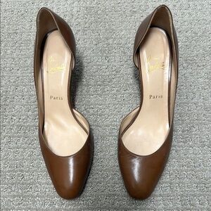 Christian Louboutin Brown Heels with Glossy Finish
